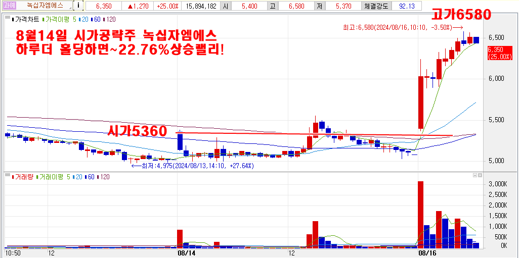 8월14일녹십자엠에스시가공략주11